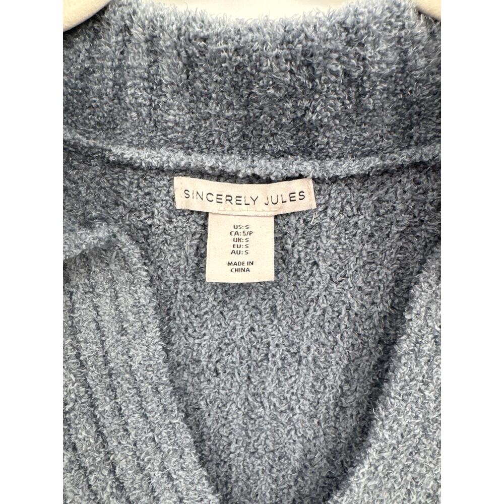Sincerly Jules Fuzzy Knit Lounge Set Collared Sweater Pants Blue Size Small - Picture 3 of 12